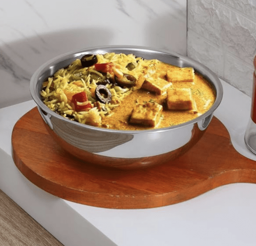 Vinod Platinum Triply Stainless Steel Extra Deep Tasla -1.2 Litre, 18 cm | 2.5 mm Thick | Steel Kadai |5 Year Warranty | Induction & Gas Friendly, Heavy Bottom - Silver - Image 3